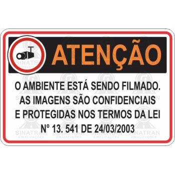 O ambiente está sendo filmado as imagens são confidenciais e protegidas nos termos da lei n° 13. 541 de 24/03/2003 